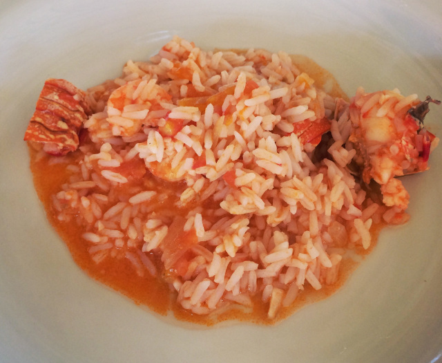 arroz malandrinho de camarão e lagosta do  Chez Loran Vip, de Jericoacoara